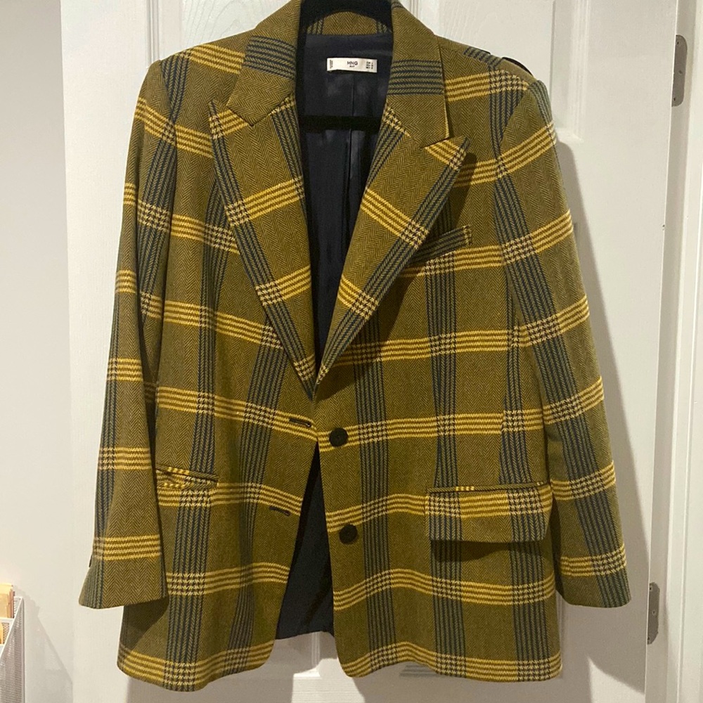 Mango wool plaid/checked blazer